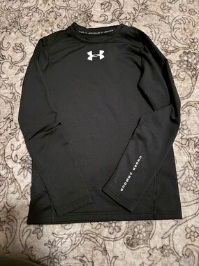 Under Armour Black Long-Sleeve Performance Top with White Logo